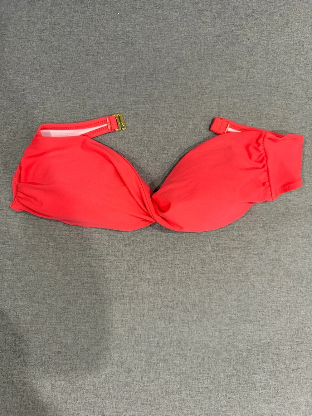 Jessica Simpson Twist-Front Swim Top in Coral Red